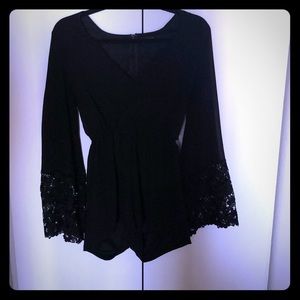 Bell Sleeve V-Neck Romper